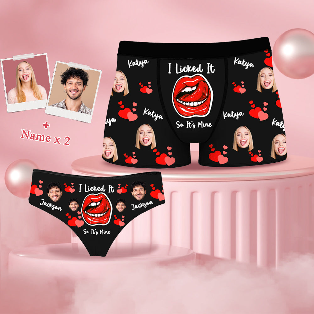 Personalized Couple Matching Underwear Sets Red Lips Men's Boxer
