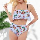 New Custom Face Ruffle Swimsuit Tropical Bikinis