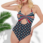 Custom Vintage Pentagram Striped One Piece Women's Swimsuit