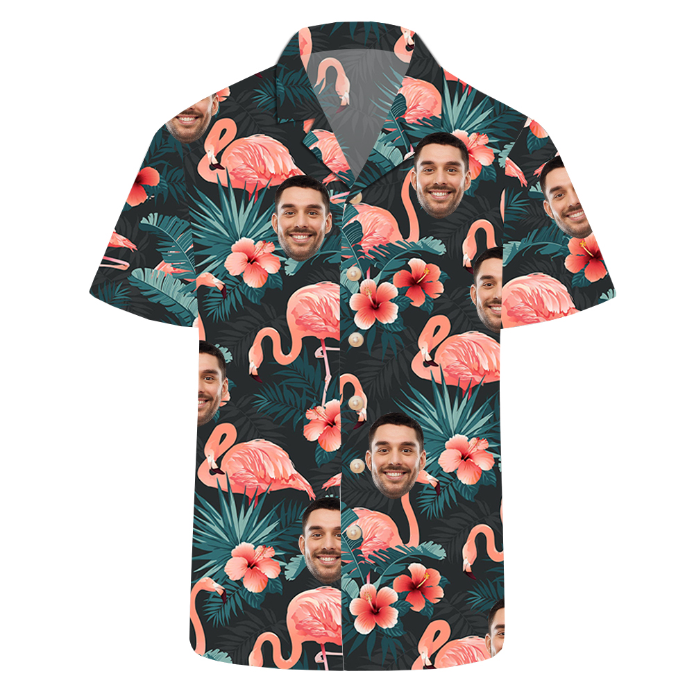 Custom Party Hawaiian Shirts With Faces Personalized Flamingo Shirt