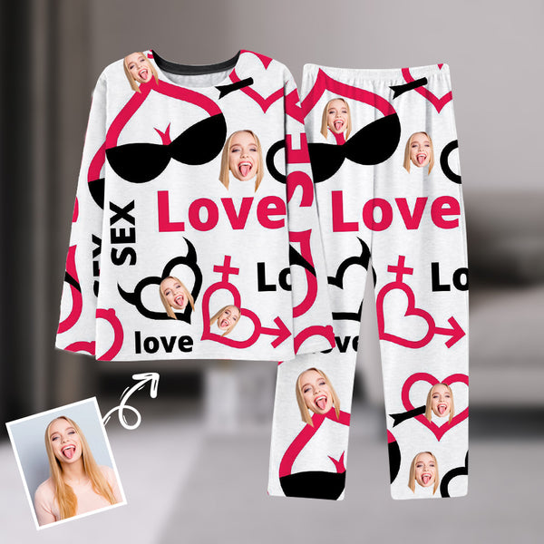 Couple Sleepwear Custom Face XO Black Couple Matching Pajamas –  CustomFaceShirt