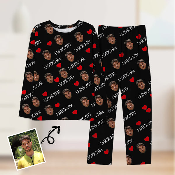 Couple Sleepwear Custom Face XO Black Couple Matching Pajamas –  CustomFaceShirt