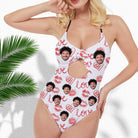 Customized One- Piece Swimsuit with Ties at the Back Hollow Sexy Women's Swimsuit